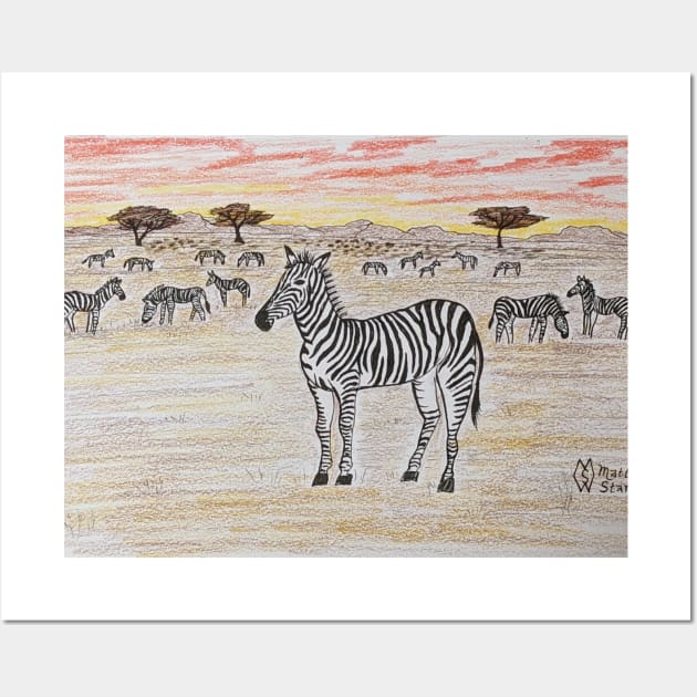 Zebras on the savannah at sunset Wall Art by Matt Starr Fine Art